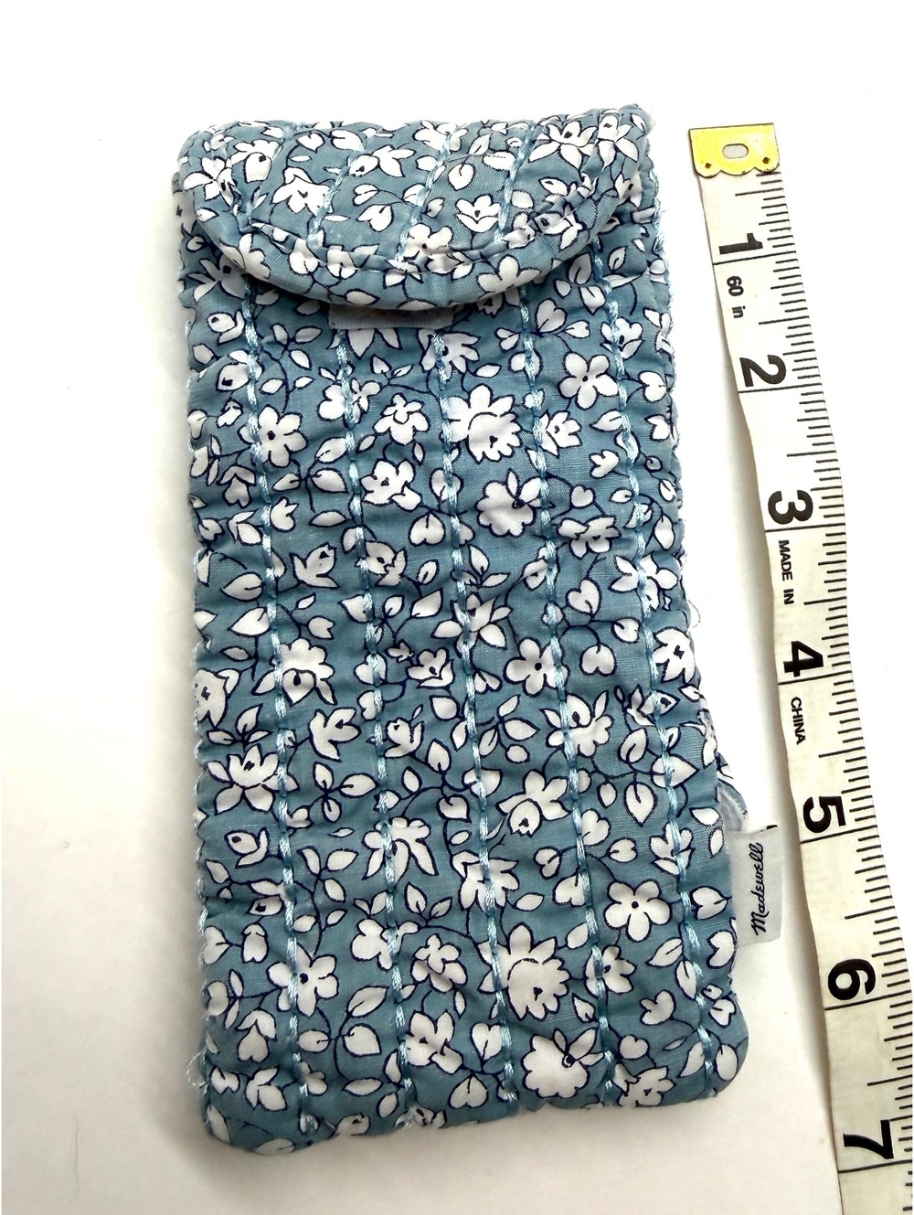 Madewell Blue Floral Soft Quilted Fabric Glasses Sunglasses Case - Picture 2 of 5